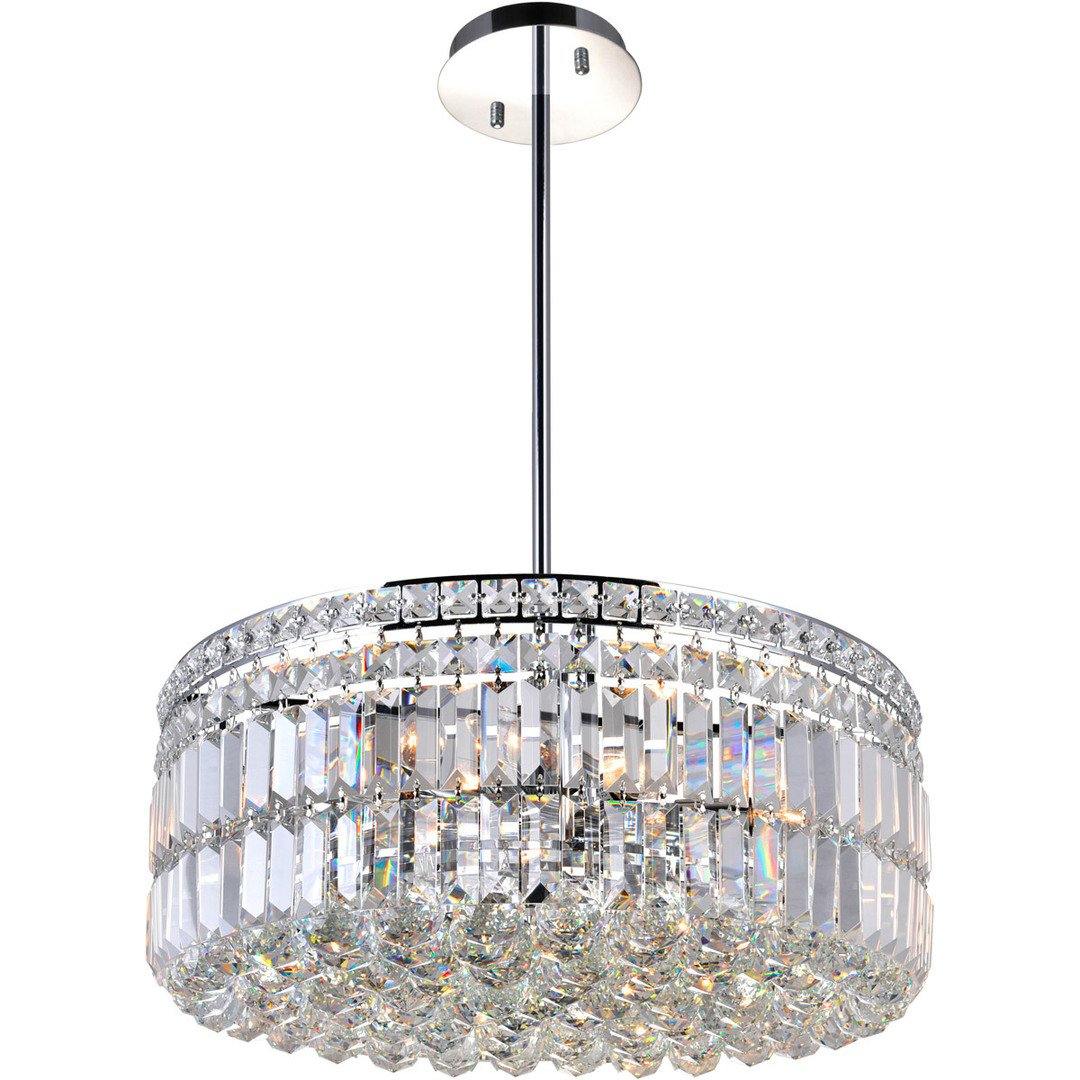 Chrome with Crystal Dorp Round Chandelier - LV LIGHTING