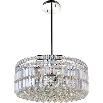 Chrome with Crystal Dorp Round Chandelier - LV LIGHTING