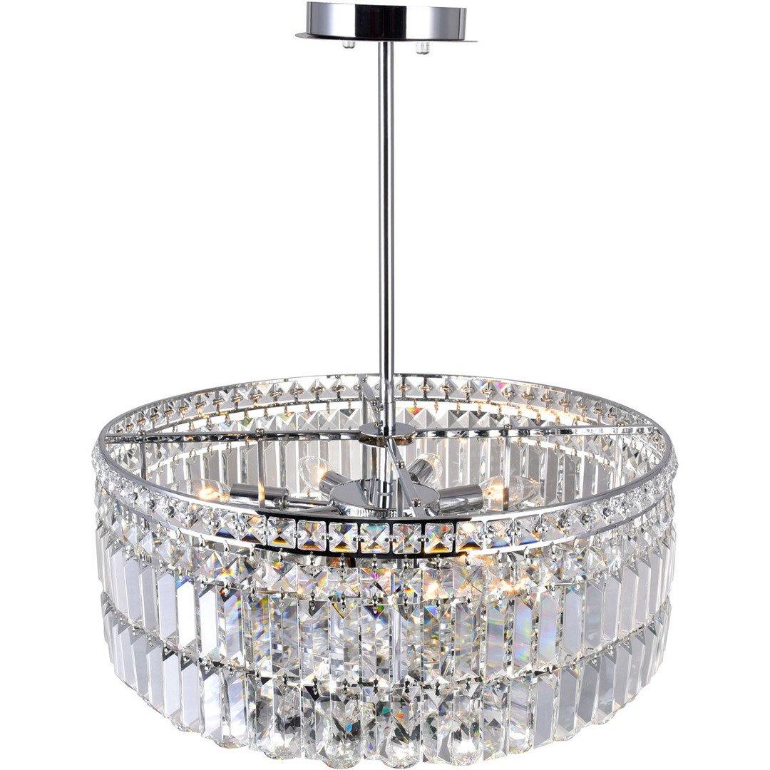 Chrome with Crystal Dorp Round Chandelier - LV LIGHTING