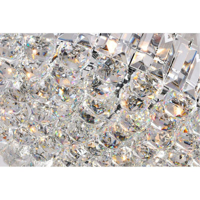 Chrome with Crystal Dorp Round Chandelier - LV LIGHTING