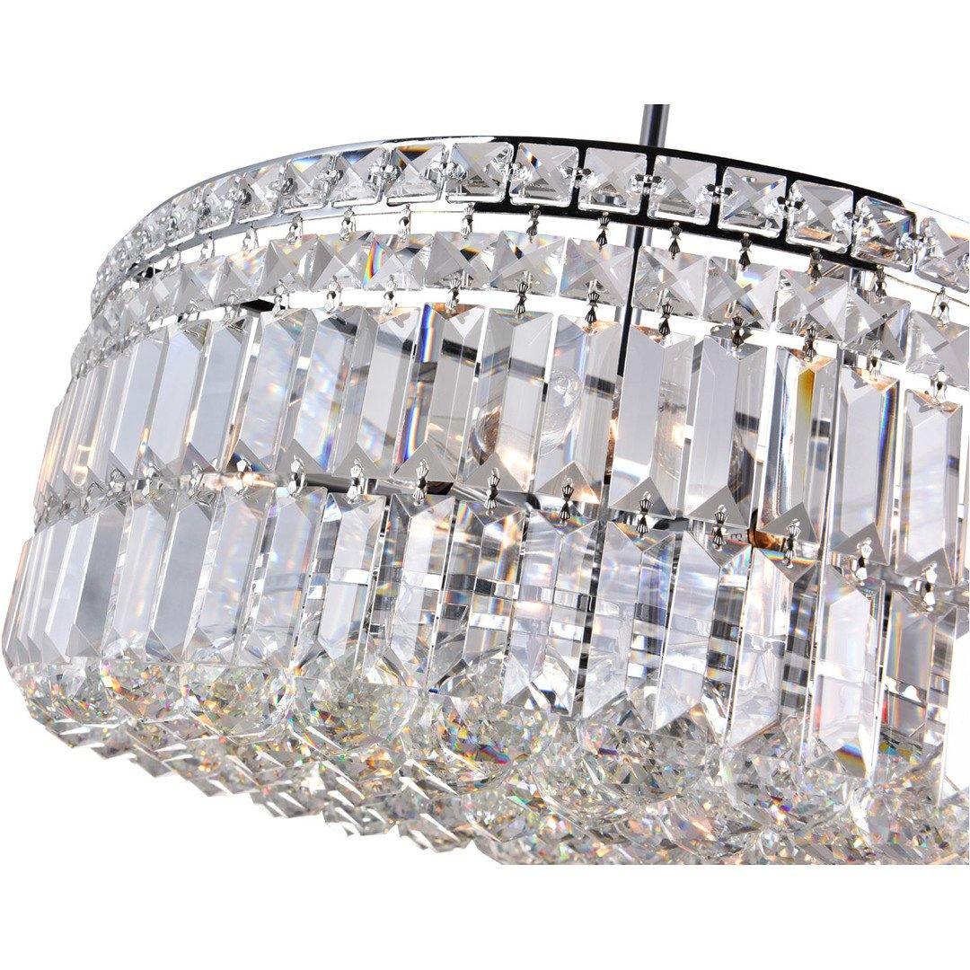 Chrome with Crystal Dorp Round Chandelier - LV LIGHTING