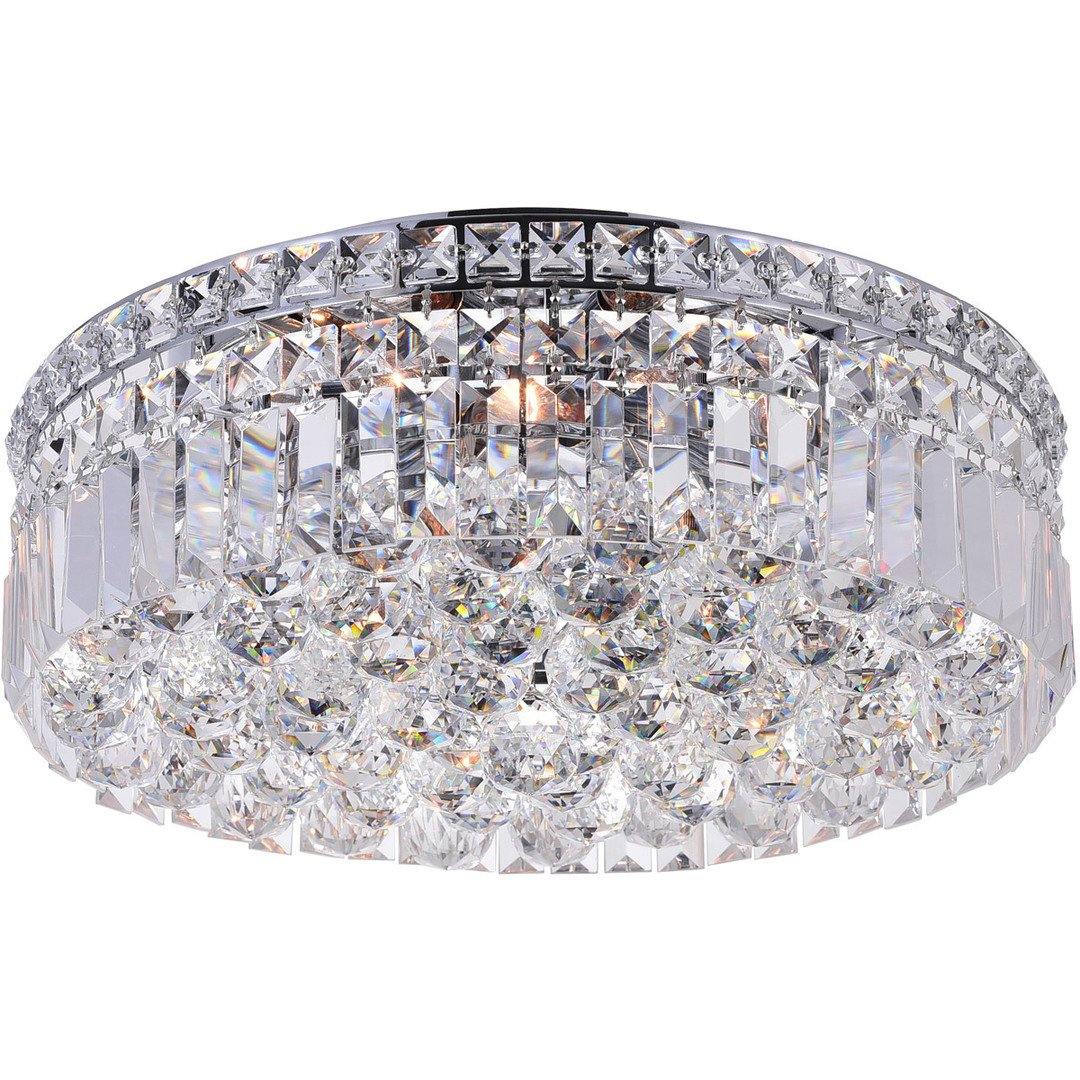 Chrome with Crystal Drop and Strand Round Flush Mount - LV LIGHTING