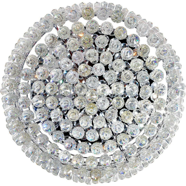 Chrome with Crystal Drop and Strand Round Flush Mount - LV LIGHTING