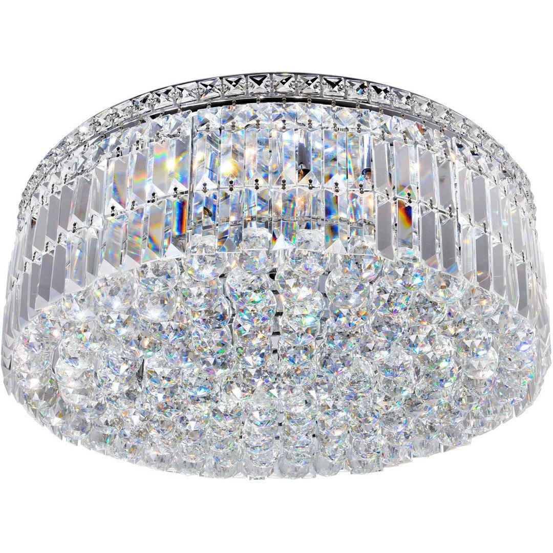 Chrome with Crystal Drop and Strand Round Flush Mount - LV LIGHTING