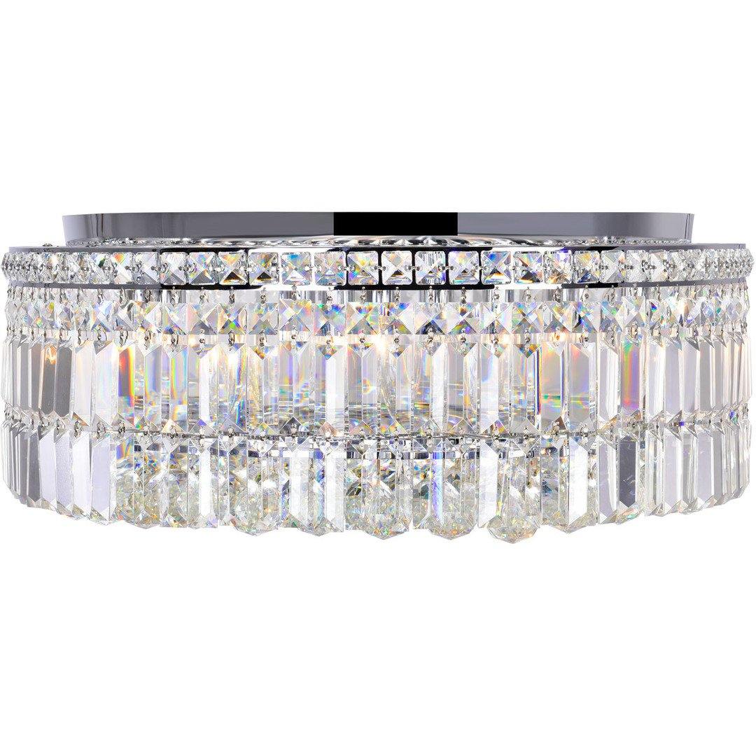 Chrome with Crystal Drop and Strand Round Flush Mount - LV LIGHTING