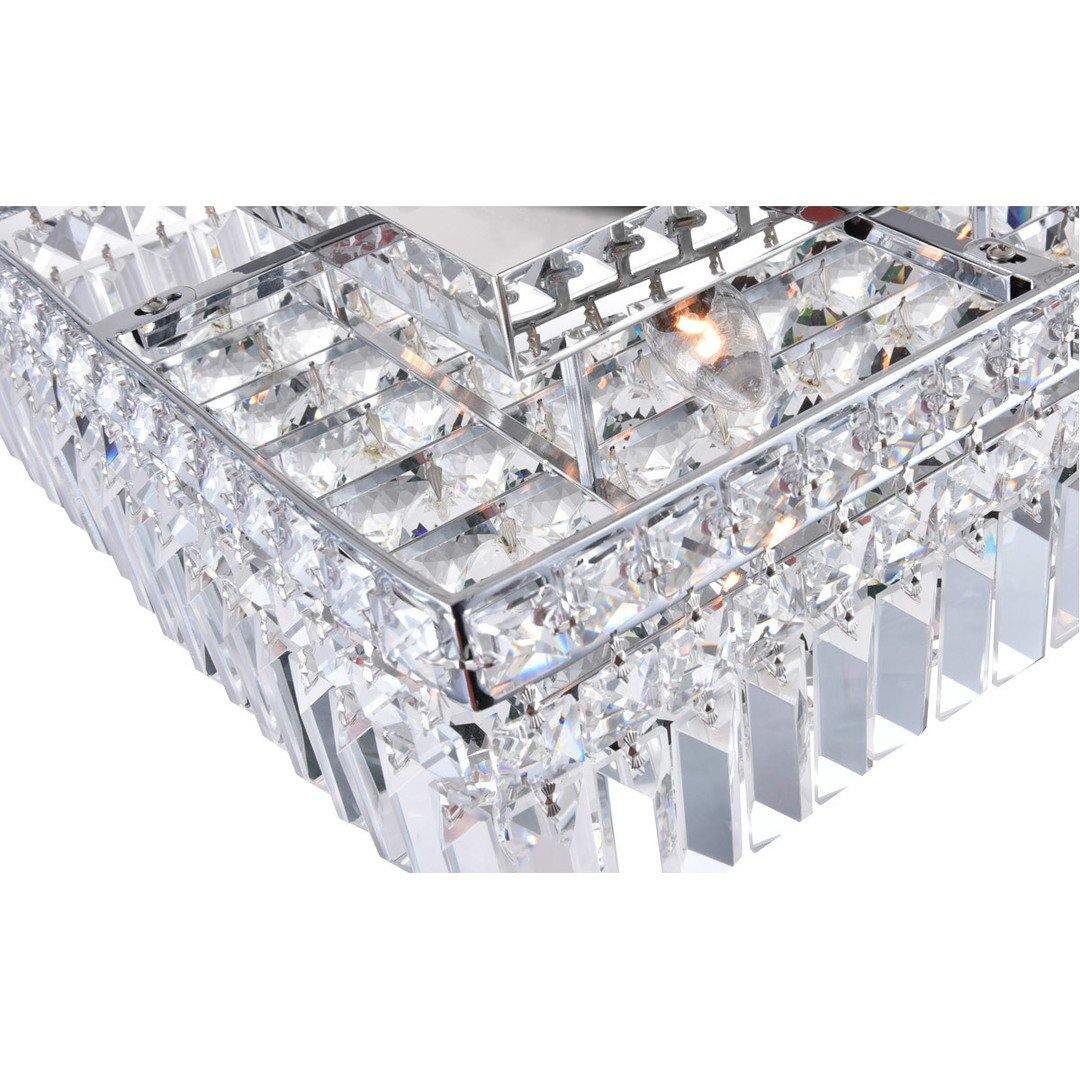 Chrome with Crystal Drop and Strand Square Flush Mount - LV LIGHTING