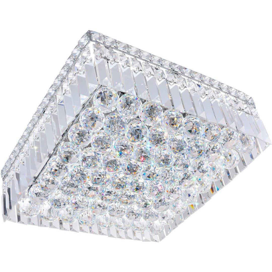 Chrome with Crystal Drop and Strand Square Flush Mount - LV LIGHTING
