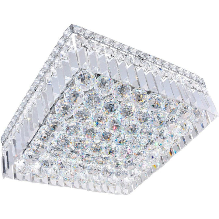 Chrome with Crystal Drop and Strand Square Flush Mount - LV LIGHTING