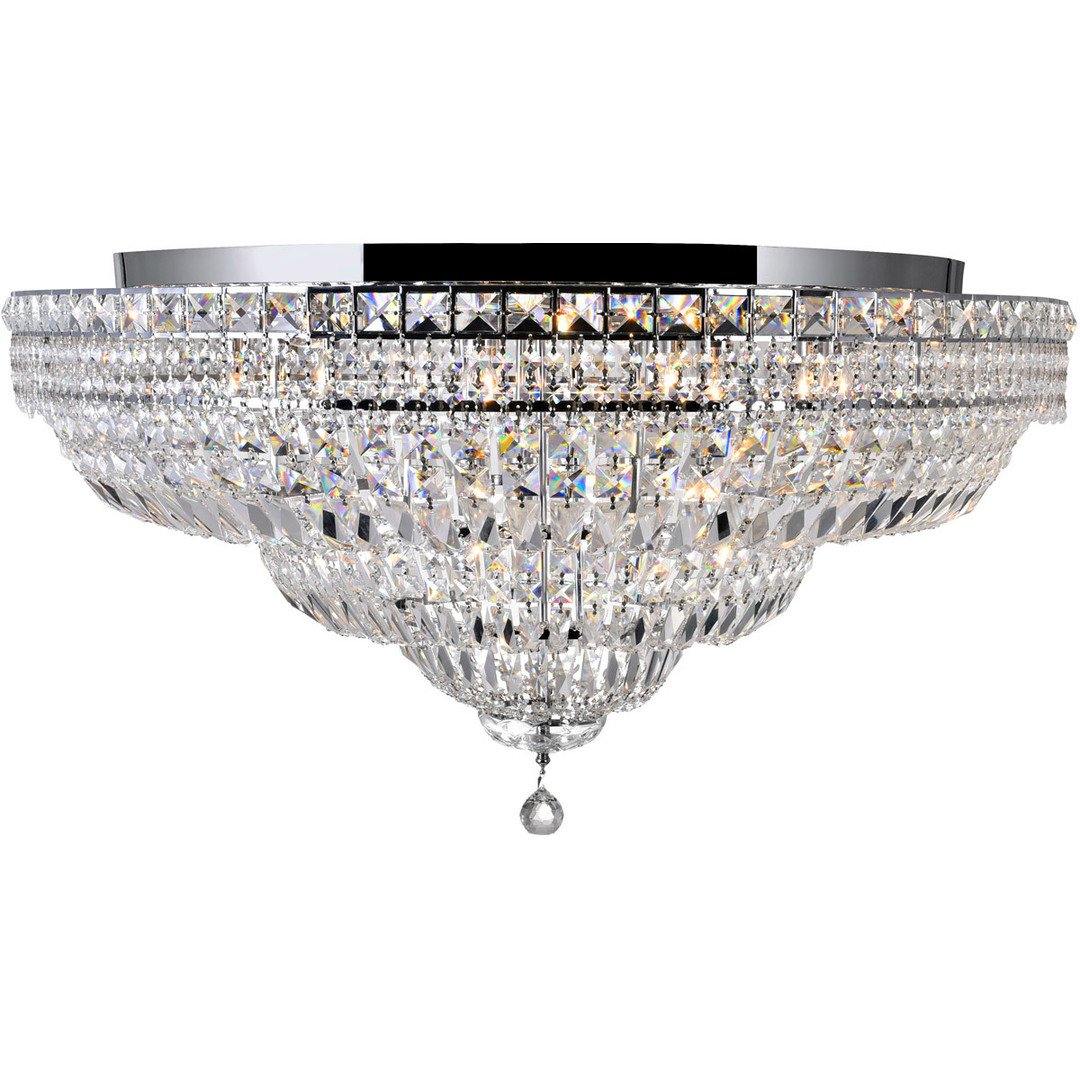 Chrome with Crystal Drop and Strand Round Flush Mount - LV LIGHTING