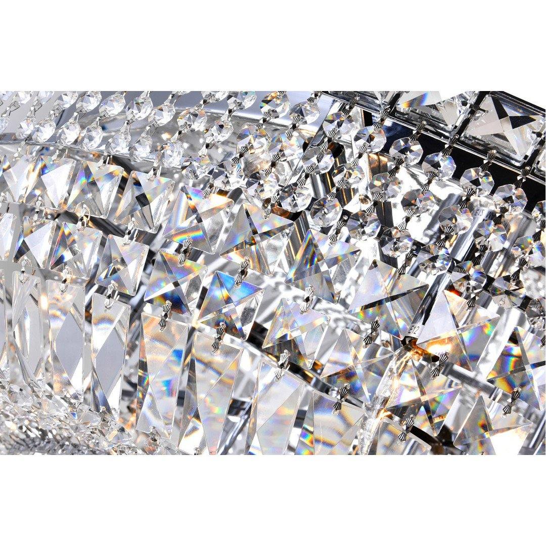 Chrome with Crystal Drop and Strand Round Flush Mount - LV LIGHTING