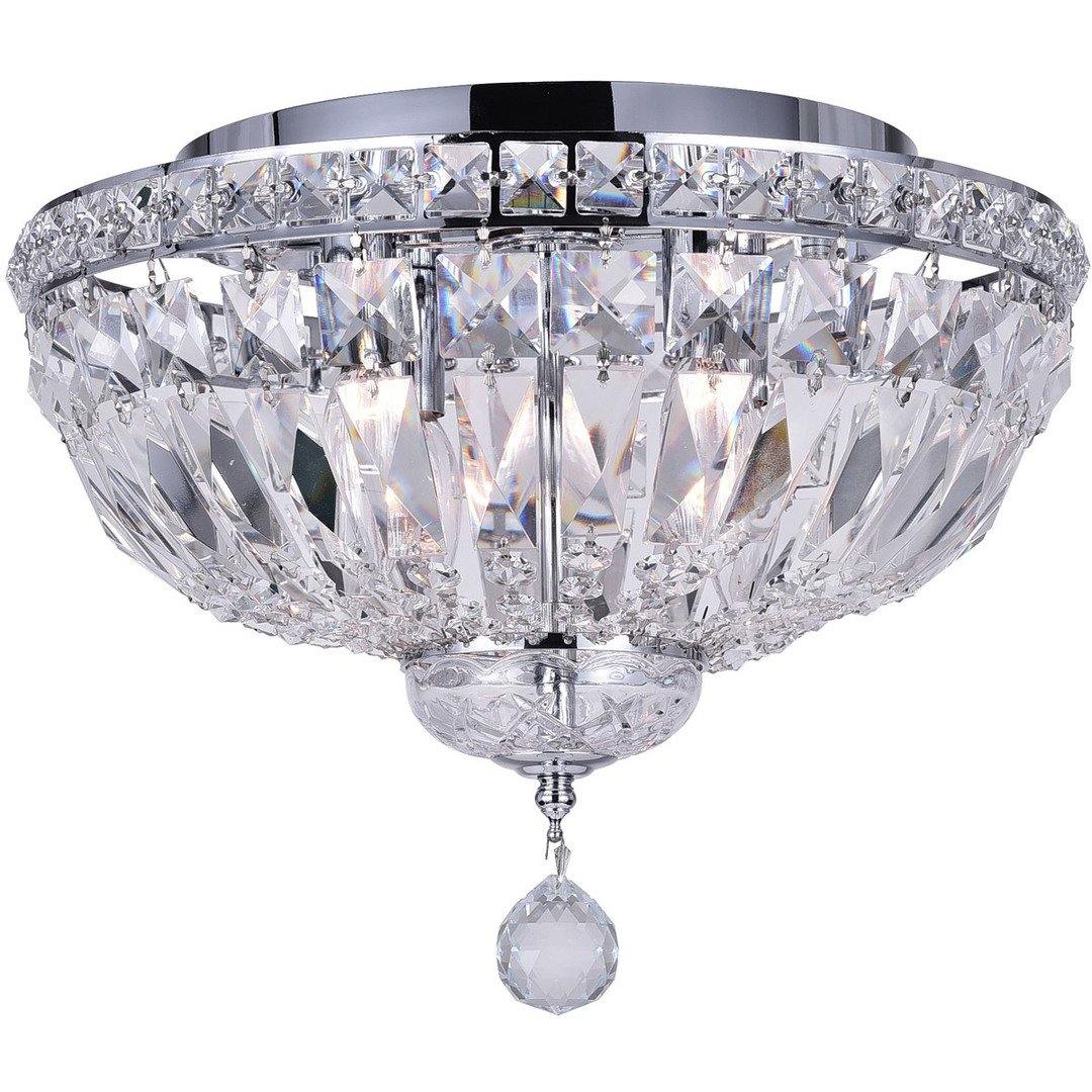 Chrome with Crystal Drop and Strand Round Flush Mount - LV LIGHTING