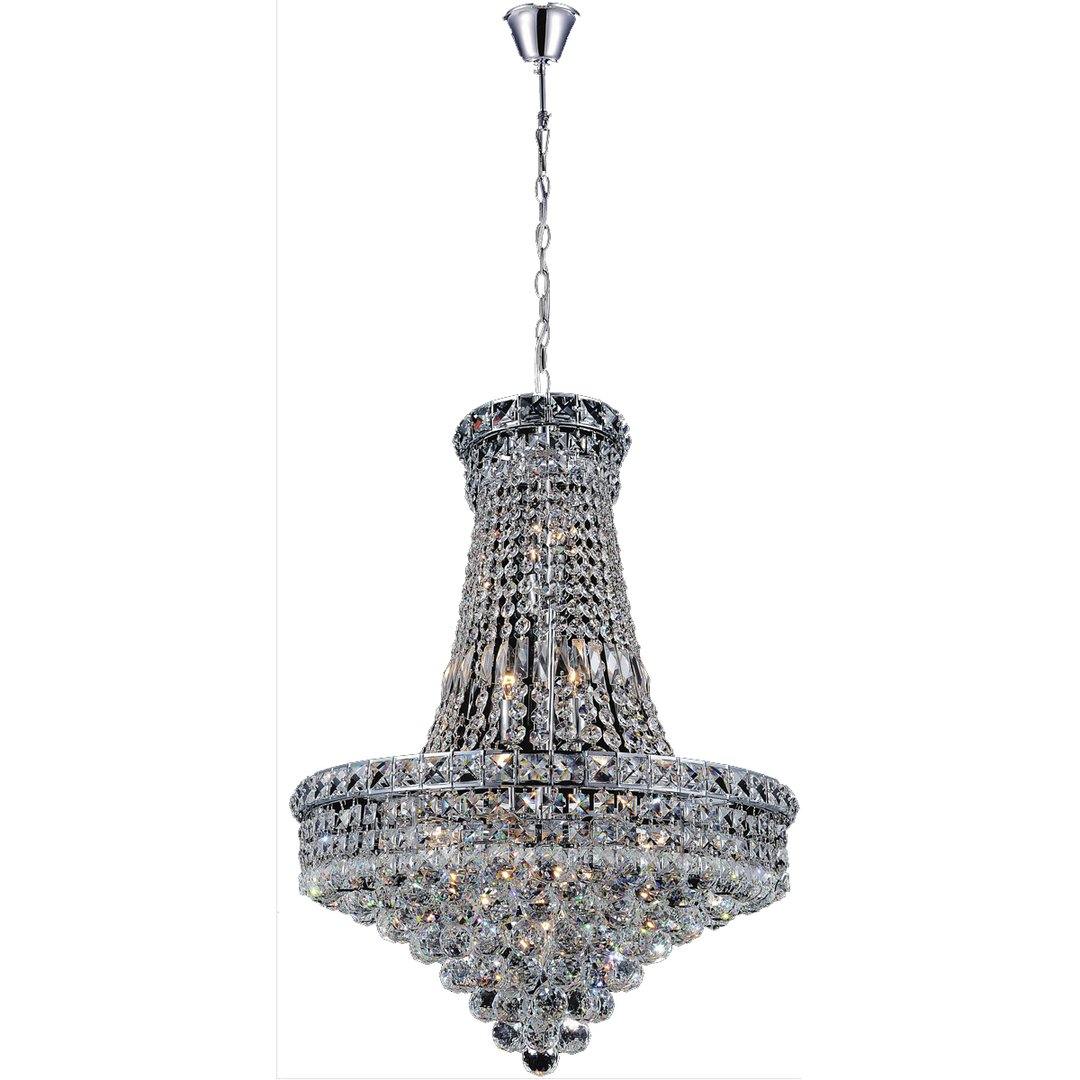 Chrome with Crystal Drop and Strand Chandelier - LV LIGHTING