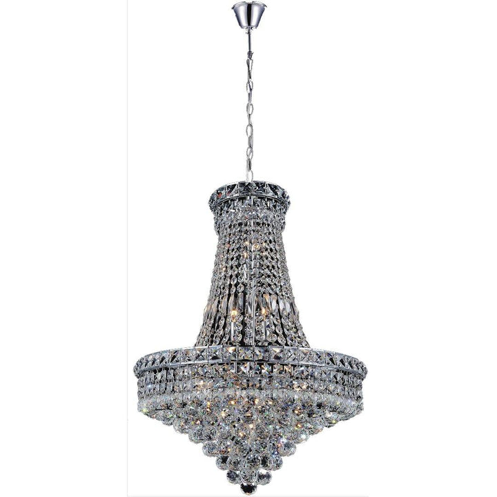 Chrome with Crystal Drop and Strand Chandelier - LV LIGHTING