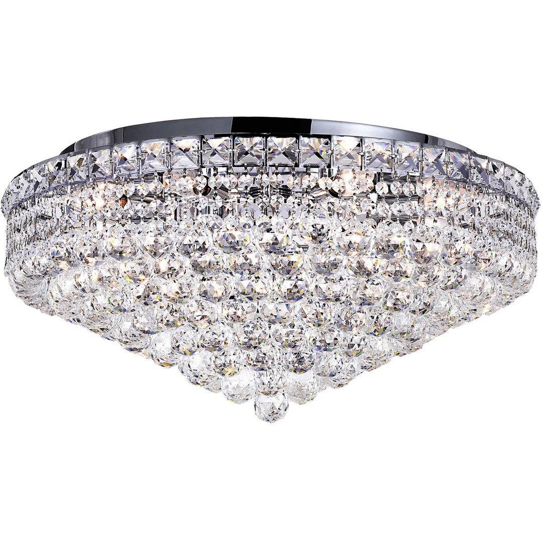 Steel with Crystal Drop and Strand Round Flush Mount - LV LIGHTING