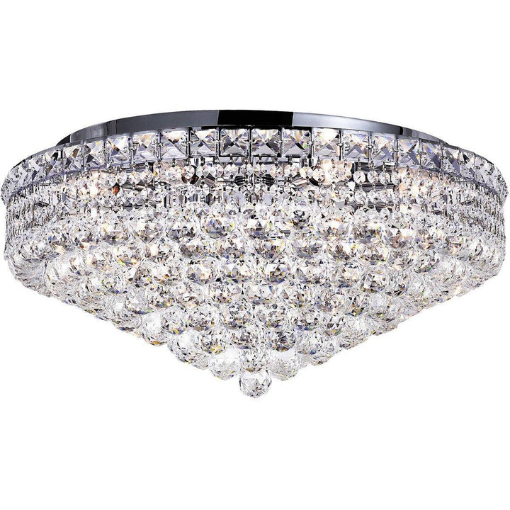 Steel with Crystal Drop and Strand Round Flush Mount - LV LIGHTING