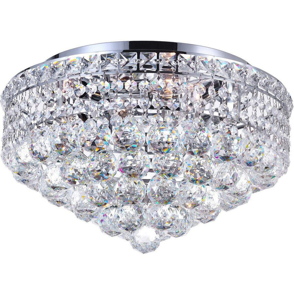 Steel with Crystal Drop and Strand Round Flush Mount - LV LIGHTING