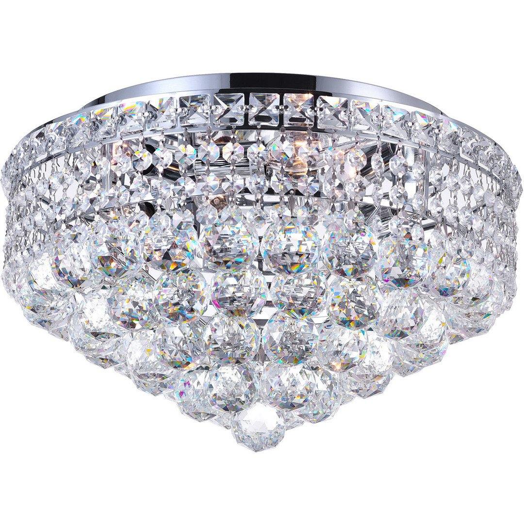 Steel with Crystal Drop and Strand Round Flush Mount - LV LIGHTING