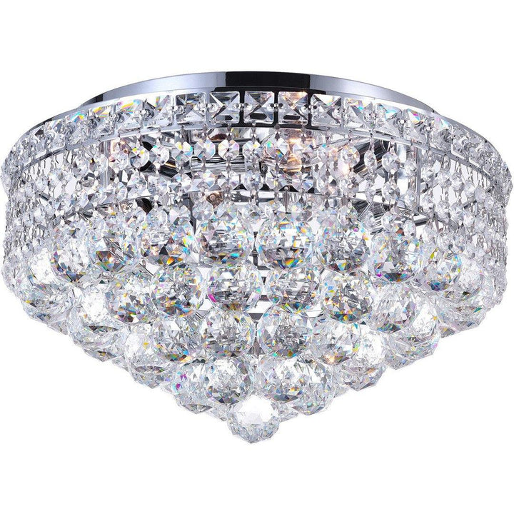 Steel with Crystal Drop and Strand Round Flush Mount - LV LIGHTING