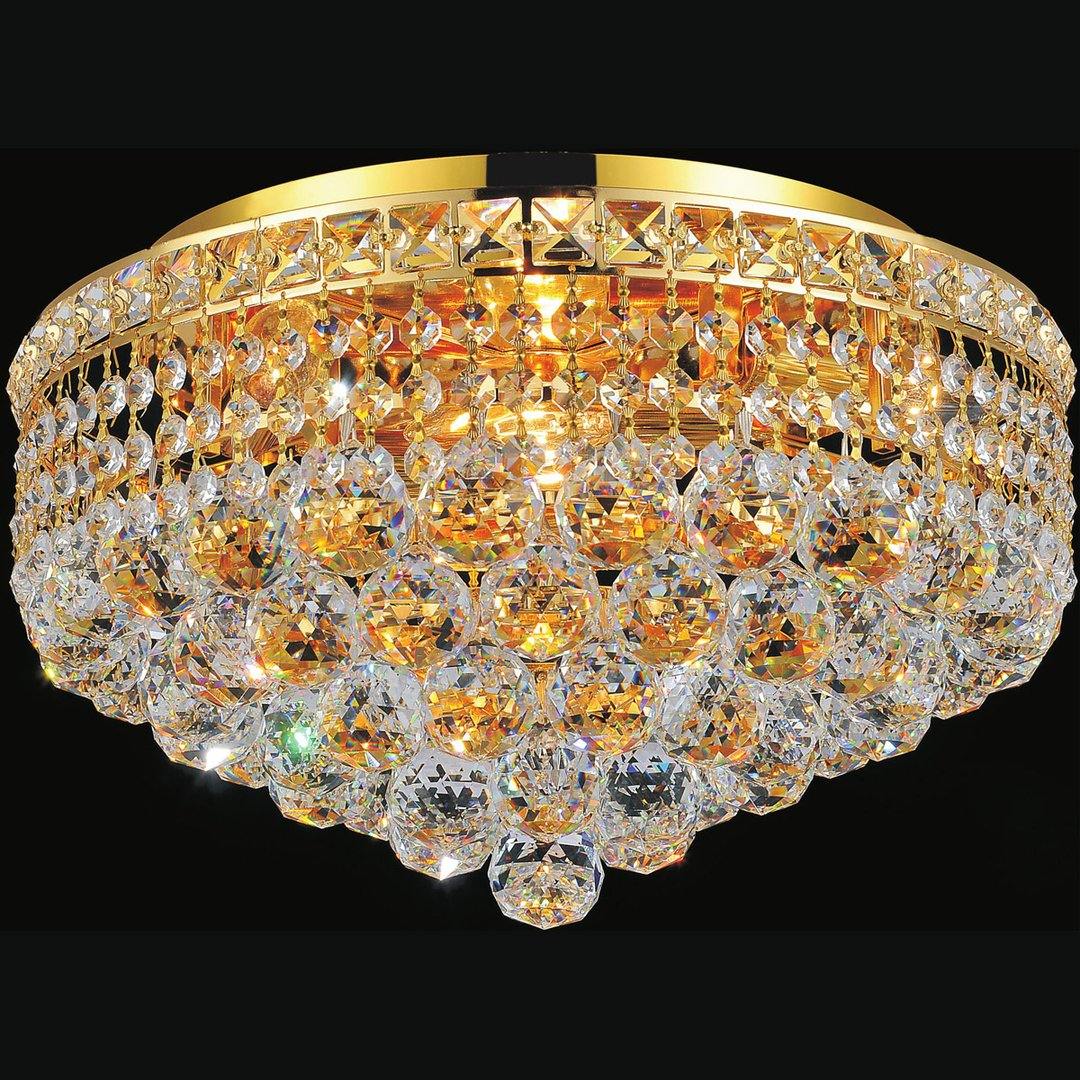 Steel with Crystal Drop and Strand Round Flush Mount - LV LIGHTING