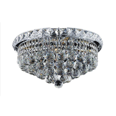 Steel with Crystal Drop and Strand Round Flush Mount - LV LIGHTING
