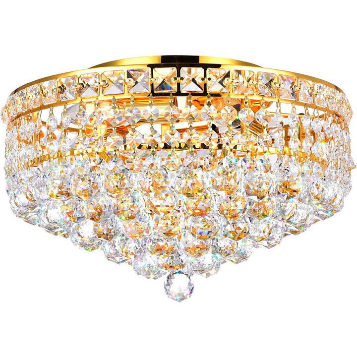 Steel with Crystal Drop and Strand Round Flush Mount - LV LIGHTING