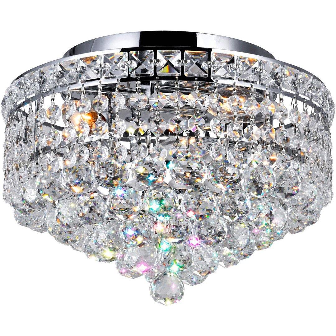 Steel with Crystal Drop and Strand Round Flush Mount - LV LIGHTING