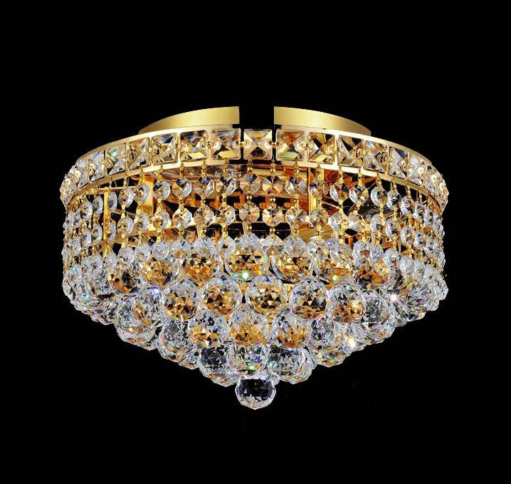 Steel with Crystal Drop and Strand Round Flush Mount - LV LIGHTING