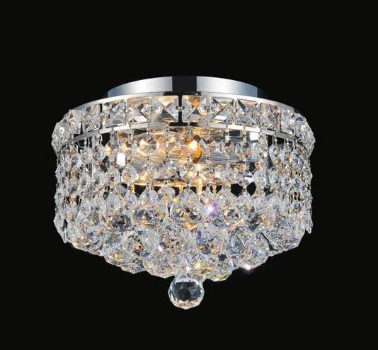 Steel with Crystal Drop and Strand Round Flush Mount - LV LIGHTING