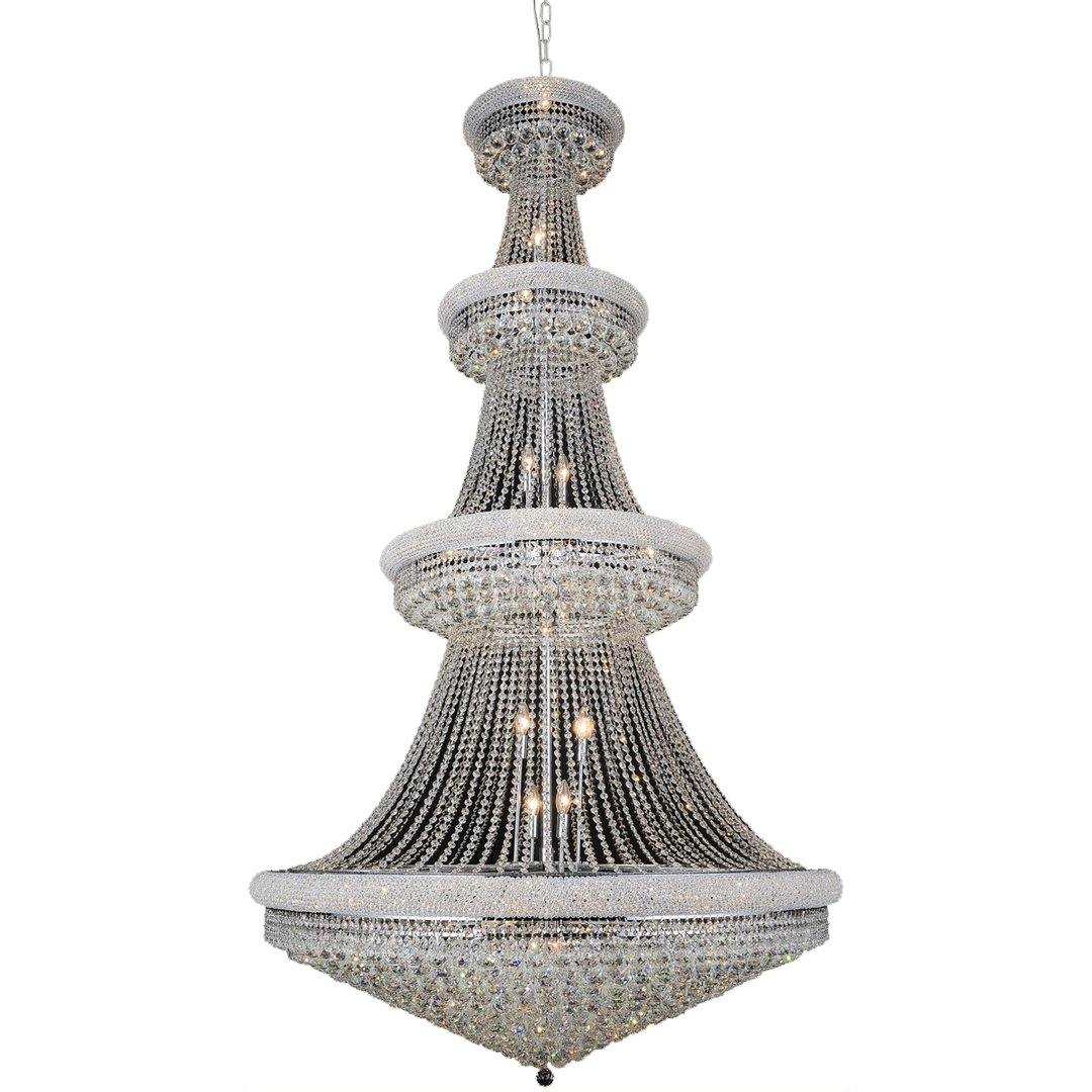 Steel with Crystal Drop and Strand Chandelier - LV LIGHTING