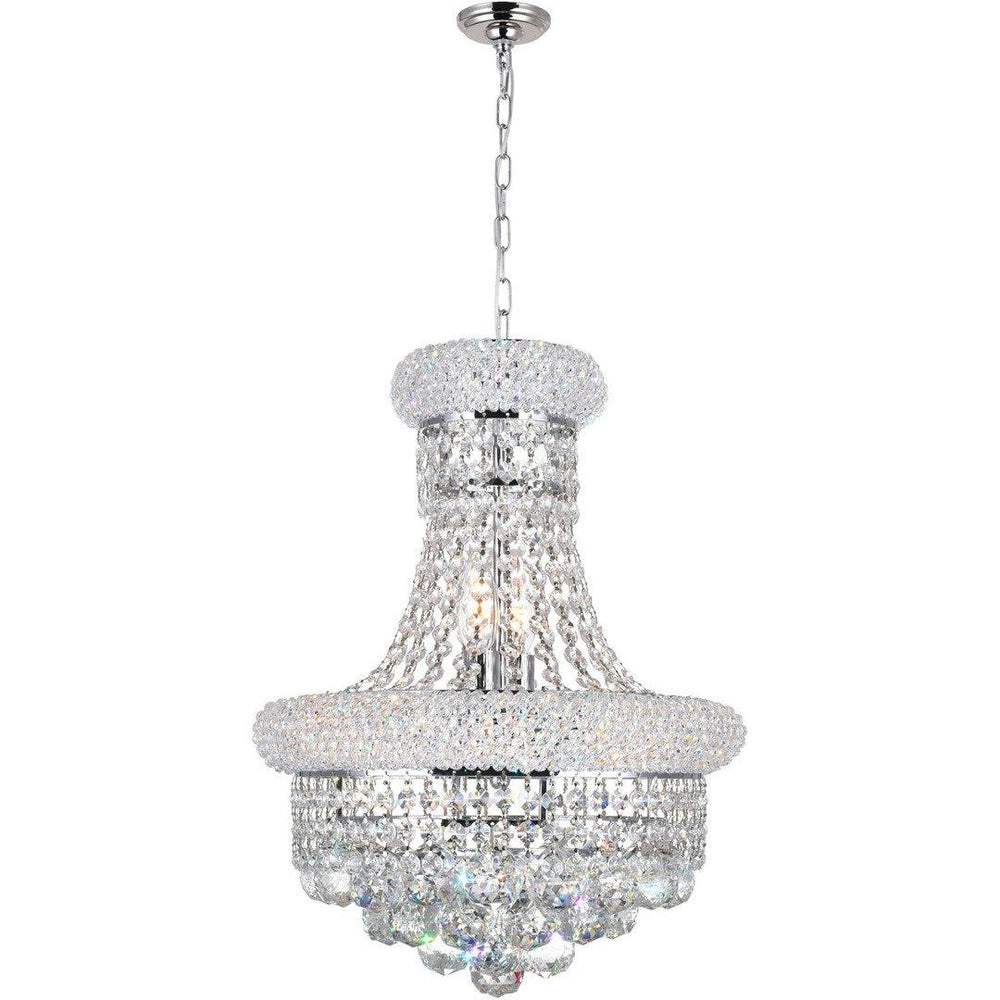 Steel with Crystal Drop and Strand Pendant - LV LIGHTING