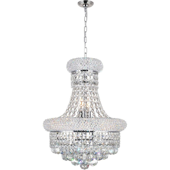 Steel with Crystal Drop and Strand Pendant - LV LIGHTING
