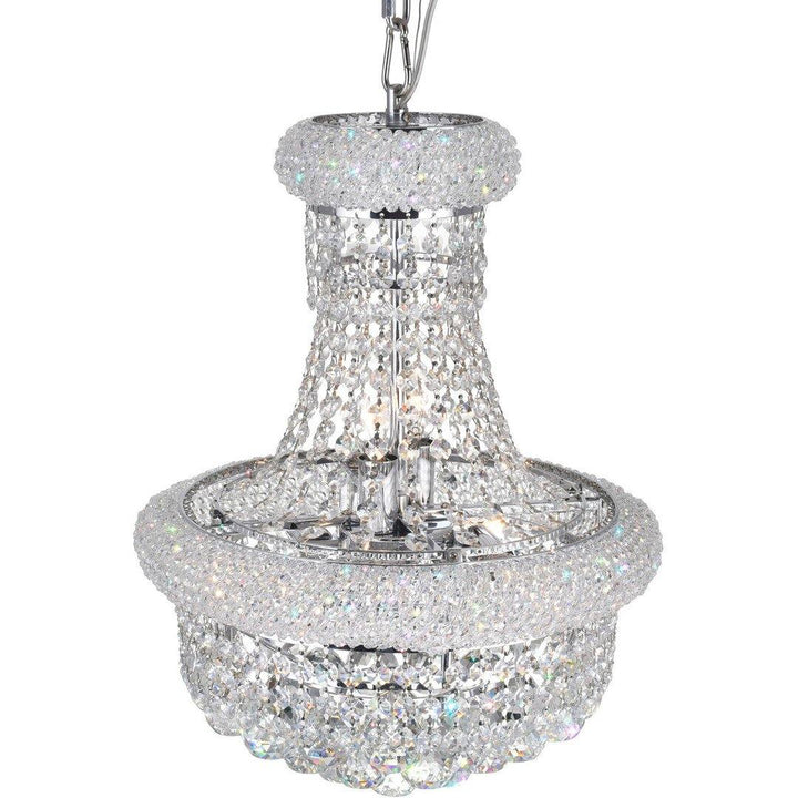 Steel with Crystal Drop and Strand Pendant - LV LIGHTING