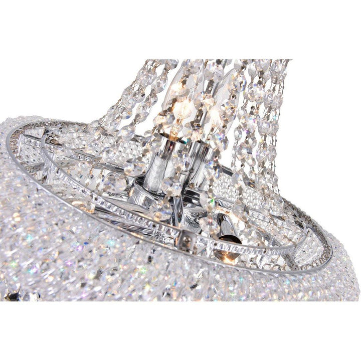 Steel with Crystal Drop and Strand Pendant - LV LIGHTING