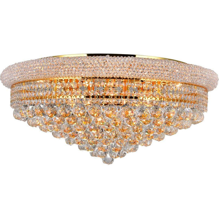 Steel with Crystal Drop and Strand Flush Mount - LV LIGHTING