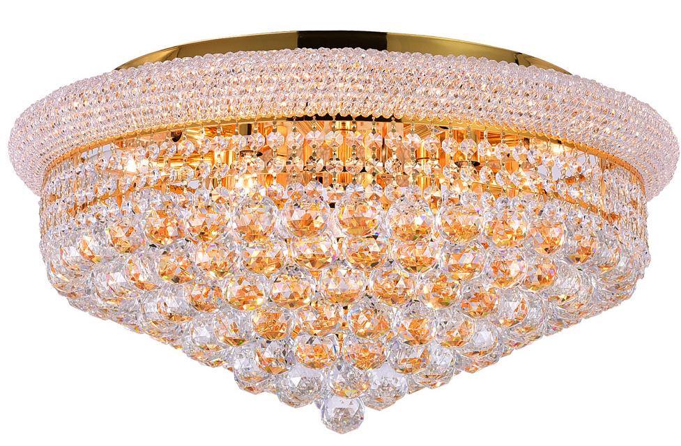 Steel with Crystal Drop and Strand Flush Mount - LV LIGHTING
