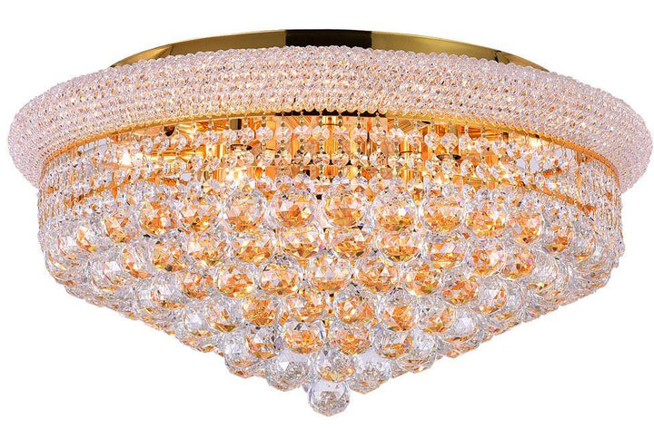 Steel with Crystal Drop and Strand Flush Mount - LV LIGHTING