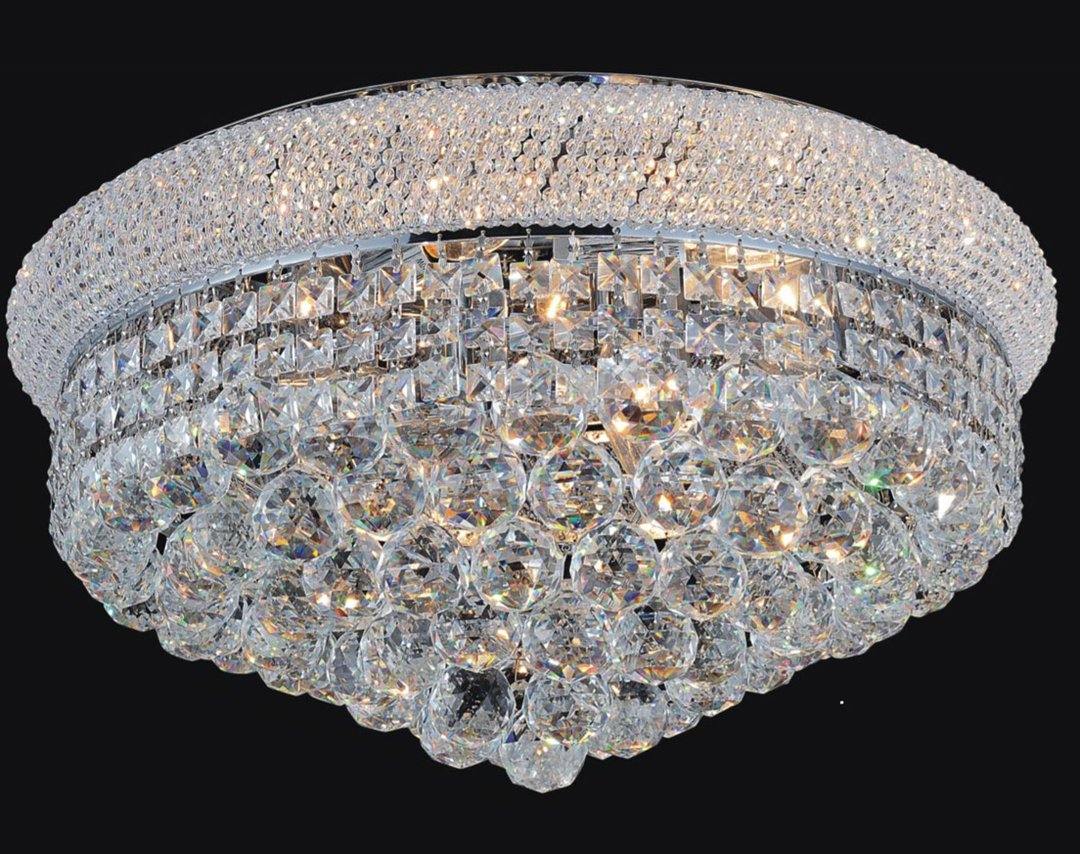 Steel with Crystal Drop and Strand Flush Mount - LV LIGHTING