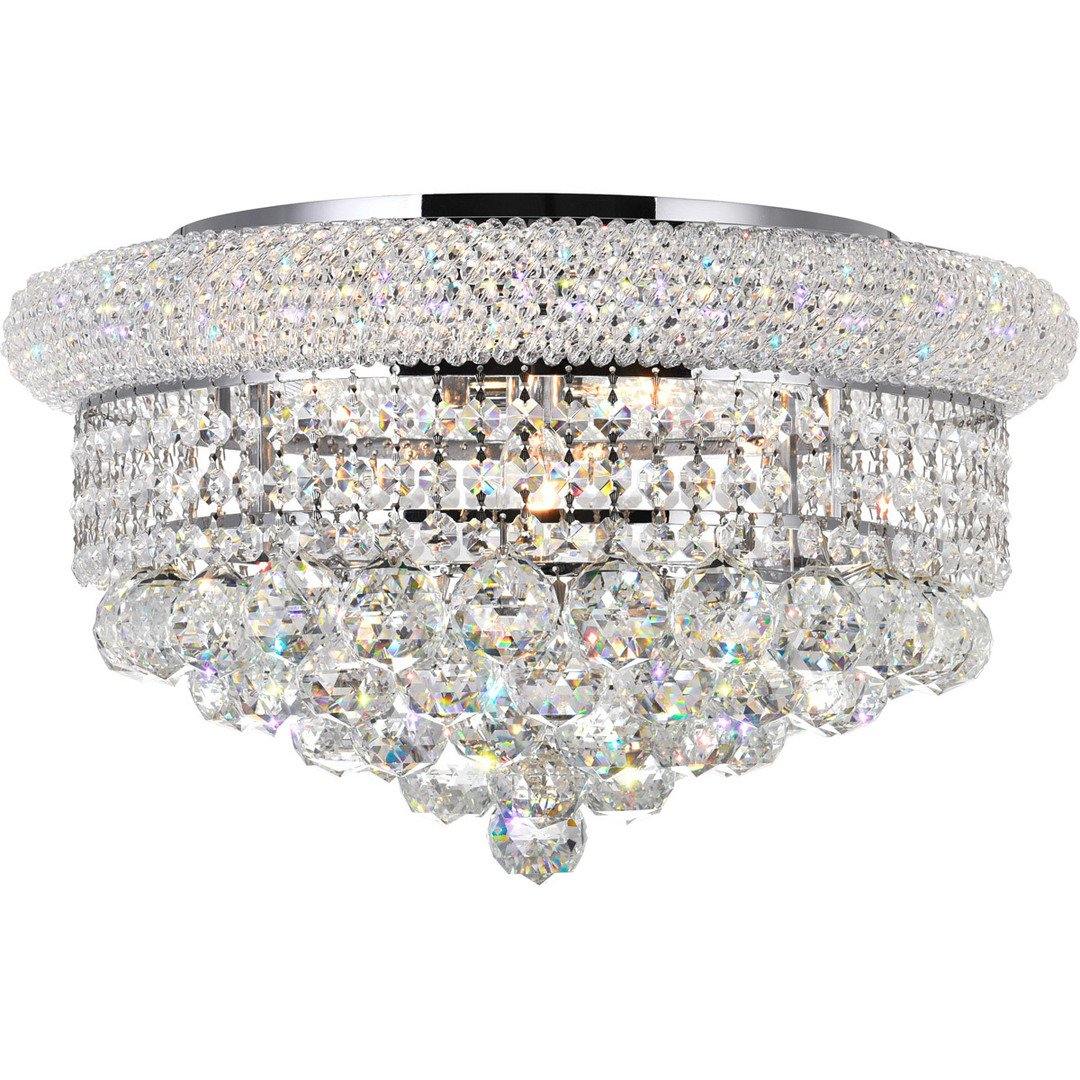 Steel with Crystal Drop and Strand Flush Mount - LV LIGHTING