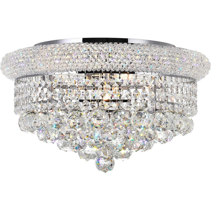 Steel with Crystal Drop and Strand Flush Mount - LV LIGHTING