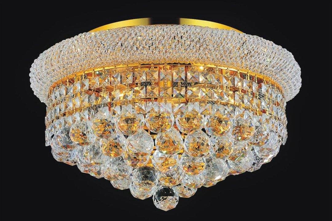 Steel with Crystal Drop and Strand Flush Mount - LV LIGHTING