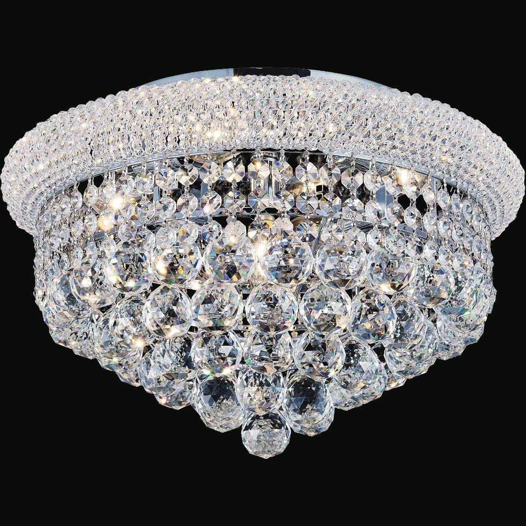 Steel with Crystal Drop and Strand Flush Mount - LV LIGHTING