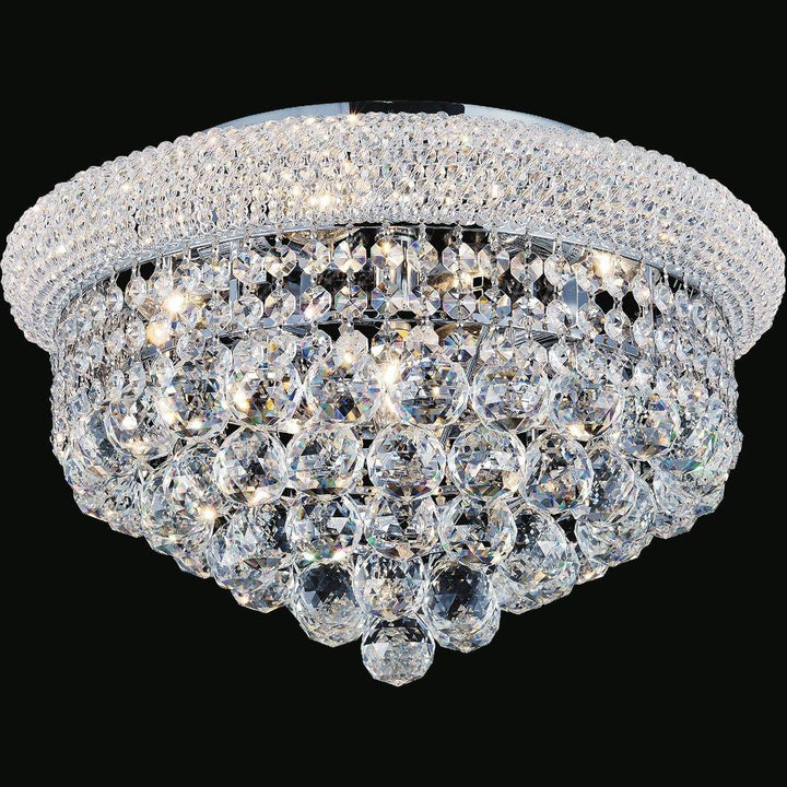 Steel with Crystal Drop and Strand Flush Mount - LV LIGHTING