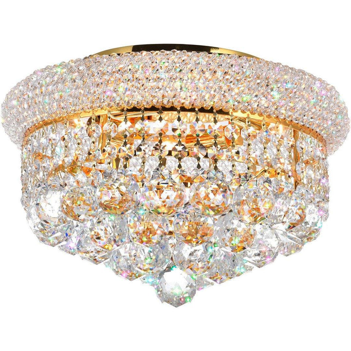 Steel with Crystal Drop and Strand Flush Mount - LV LIGHTING