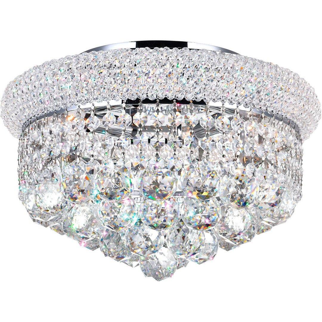 Steel with Crystal Drop and Strand Flush Mount - LV LIGHTING