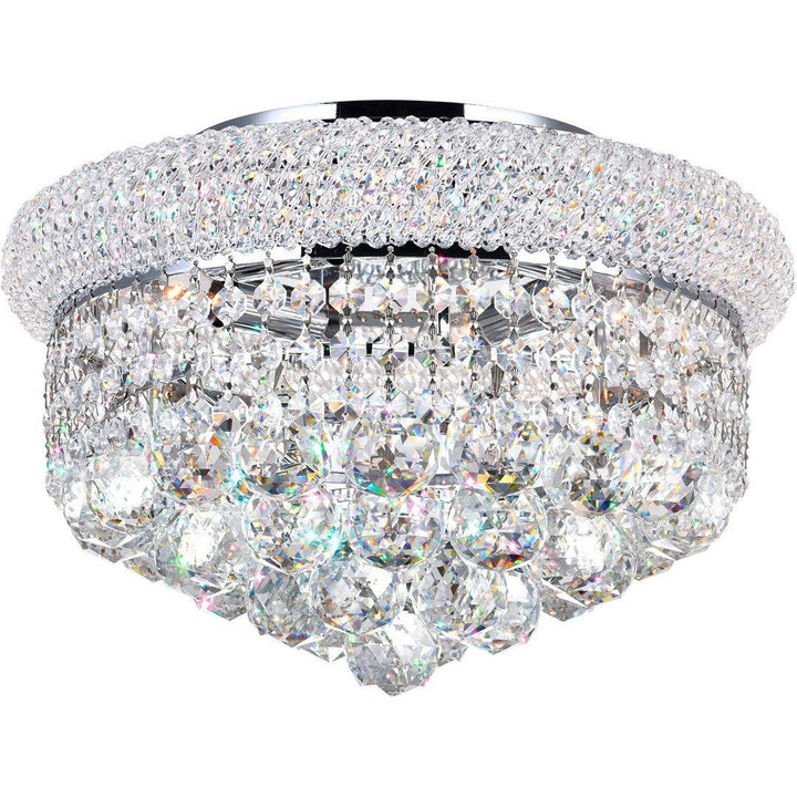 Steel with Crystal Drop and Strand Flush Mount - LV LIGHTING
