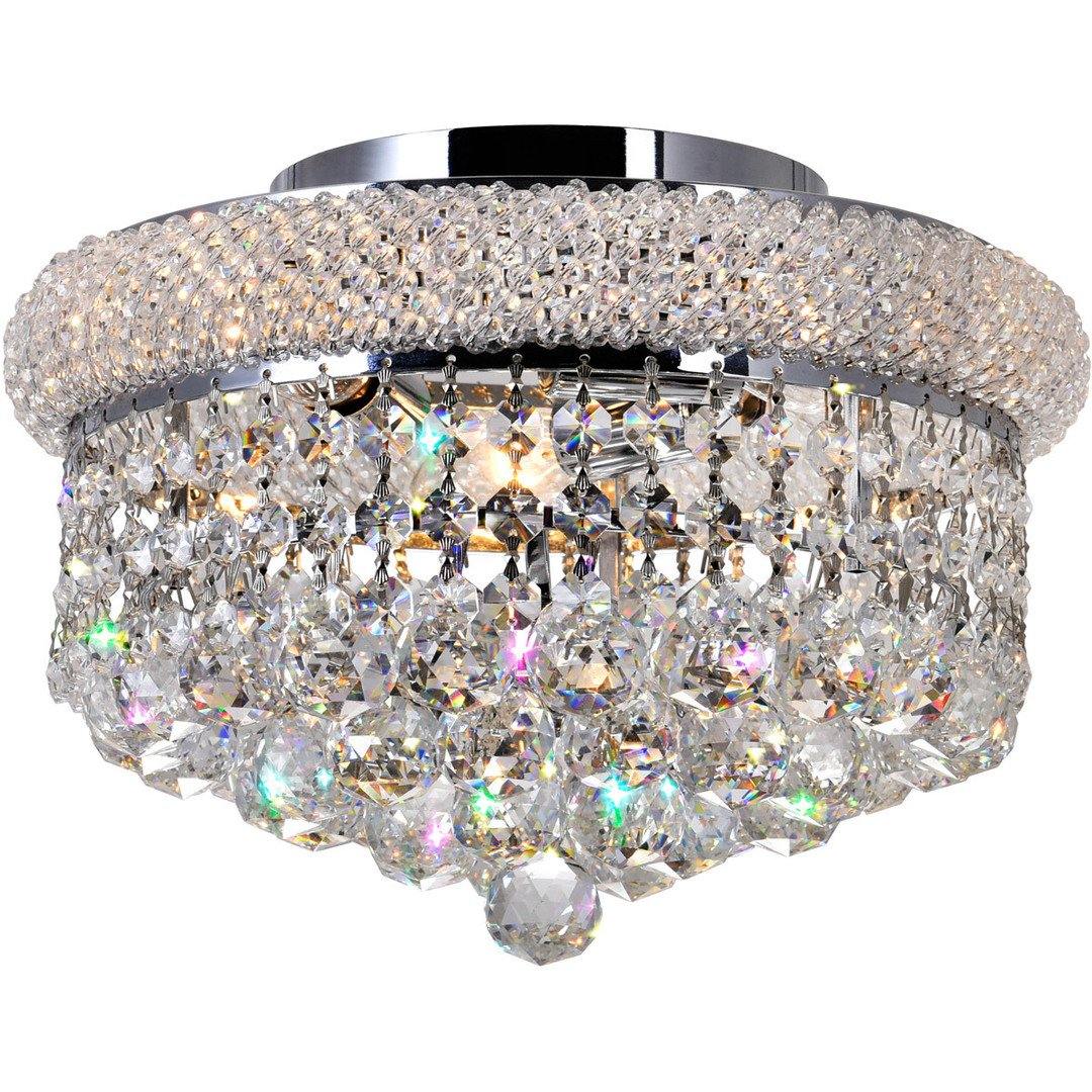 Steel with Crystal Drop and Strand Flush Mount - LV LIGHTING