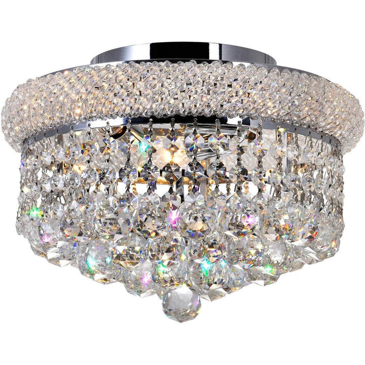 Steel with Crystal Drop and Strand Flush Mount - LV LIGHTING