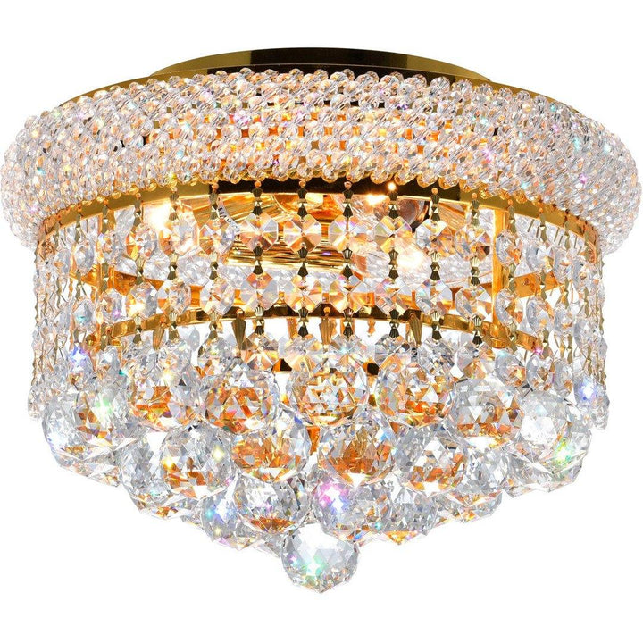 Steel with Crystal Drop and Strand Flush Mount - LV LIGHTING