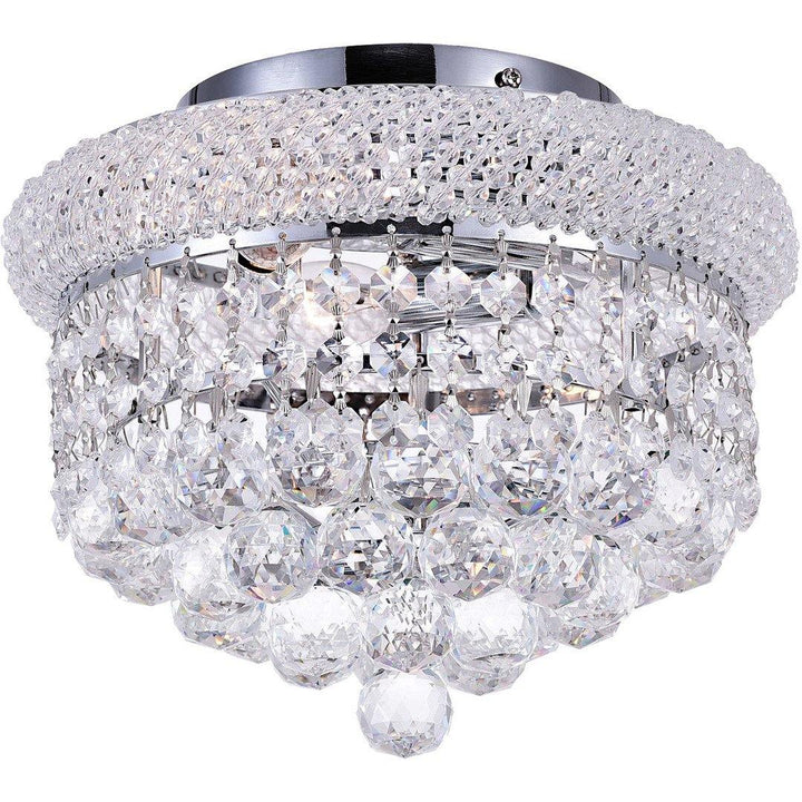 Steel with Crystal Drop and Strand Flush Mount - LV LIGHTING