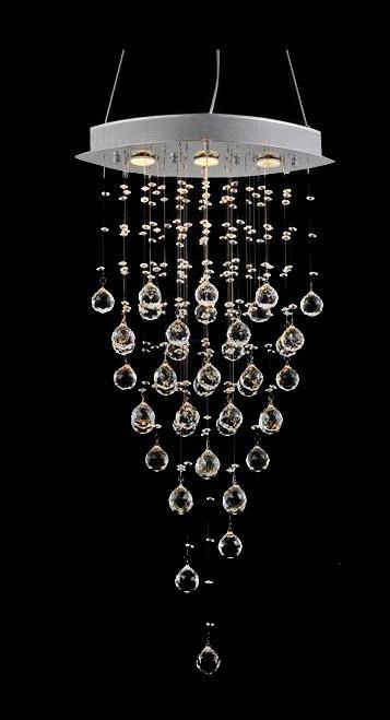 Chrome with Crystal Drop and Strand Chandelier - LV LIGHTING
